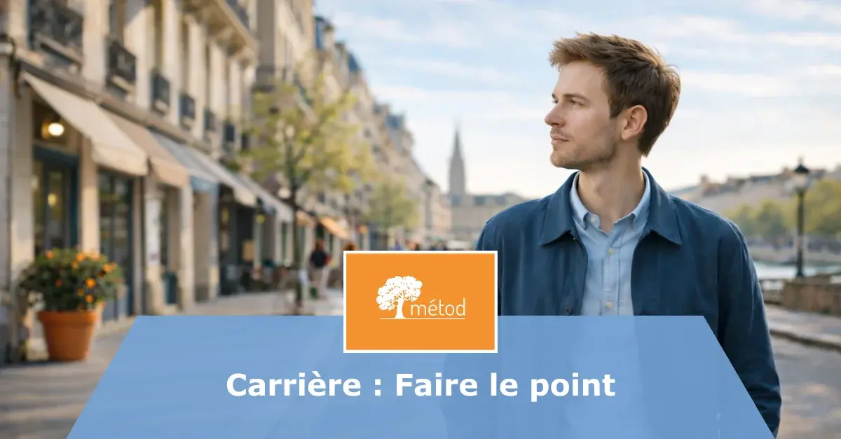 Vignette de l'article de Métod concernant les jeunes actifs s'interrogeant sur la suite de leur carrière. Elle représente un garçon, autour de 25 ans marchant en ville.